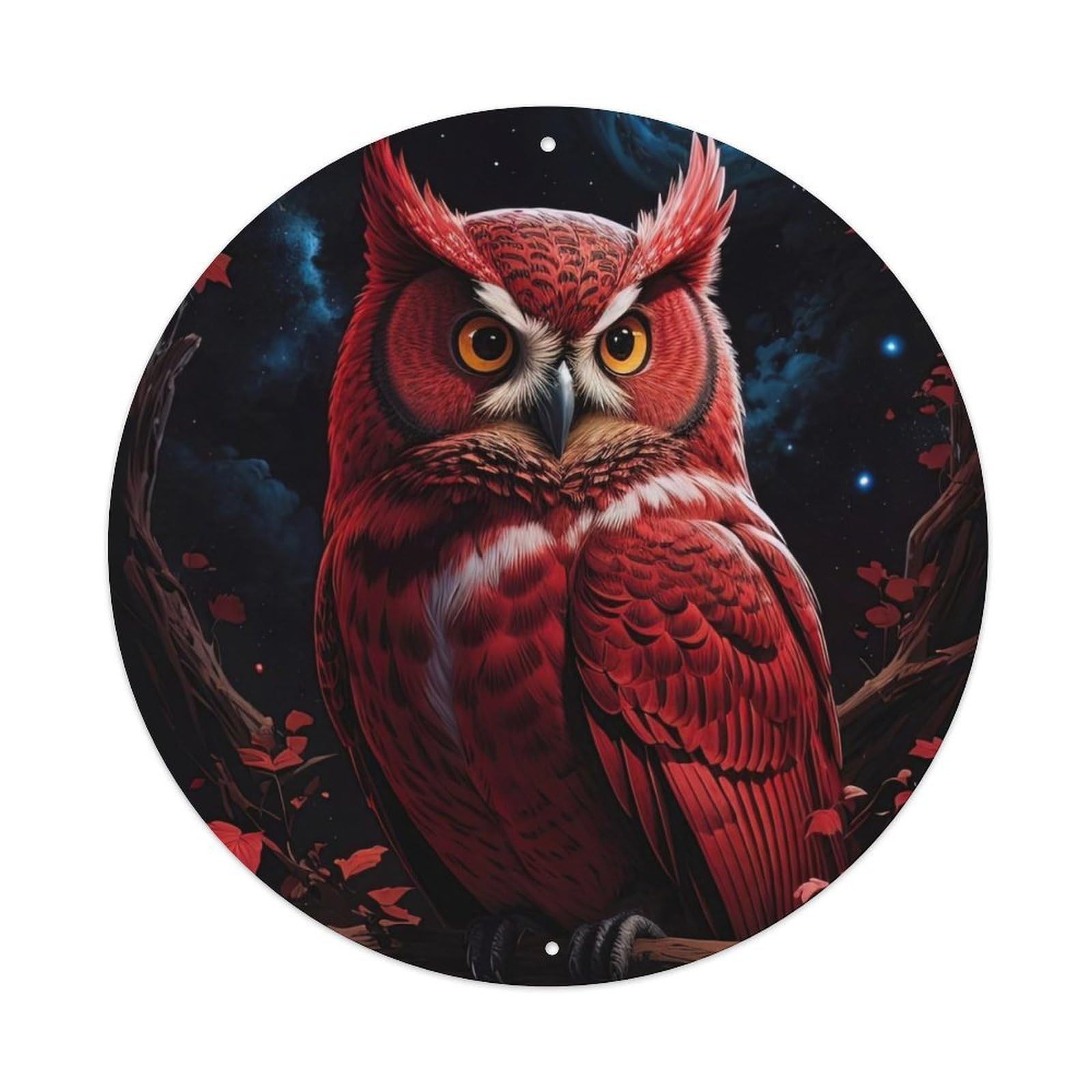 Animal Artwork Red Owl Vintage Metal Tin Sign Plaque Wall Decor for Cafe, Club Bar, Office, Garden Metal Poster 8x8Inch