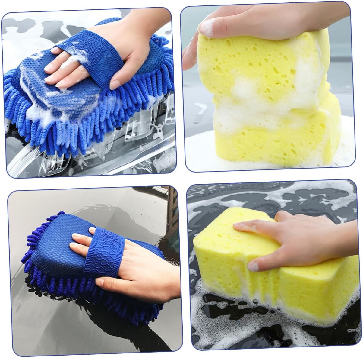 Alipis 2pcs High-Density Car Wash Sponge Microfiber Mitts for Car Cleaning Scratch-Resistant Absorbent