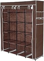 Vista 37 de 67" Portable Wardrobe Closet, Wardrobe Closet for Hanging Clothes with 2 Hanging Rods, 12 Clothes Storage Organizer Shelves, Non-Woven Fabric Grey