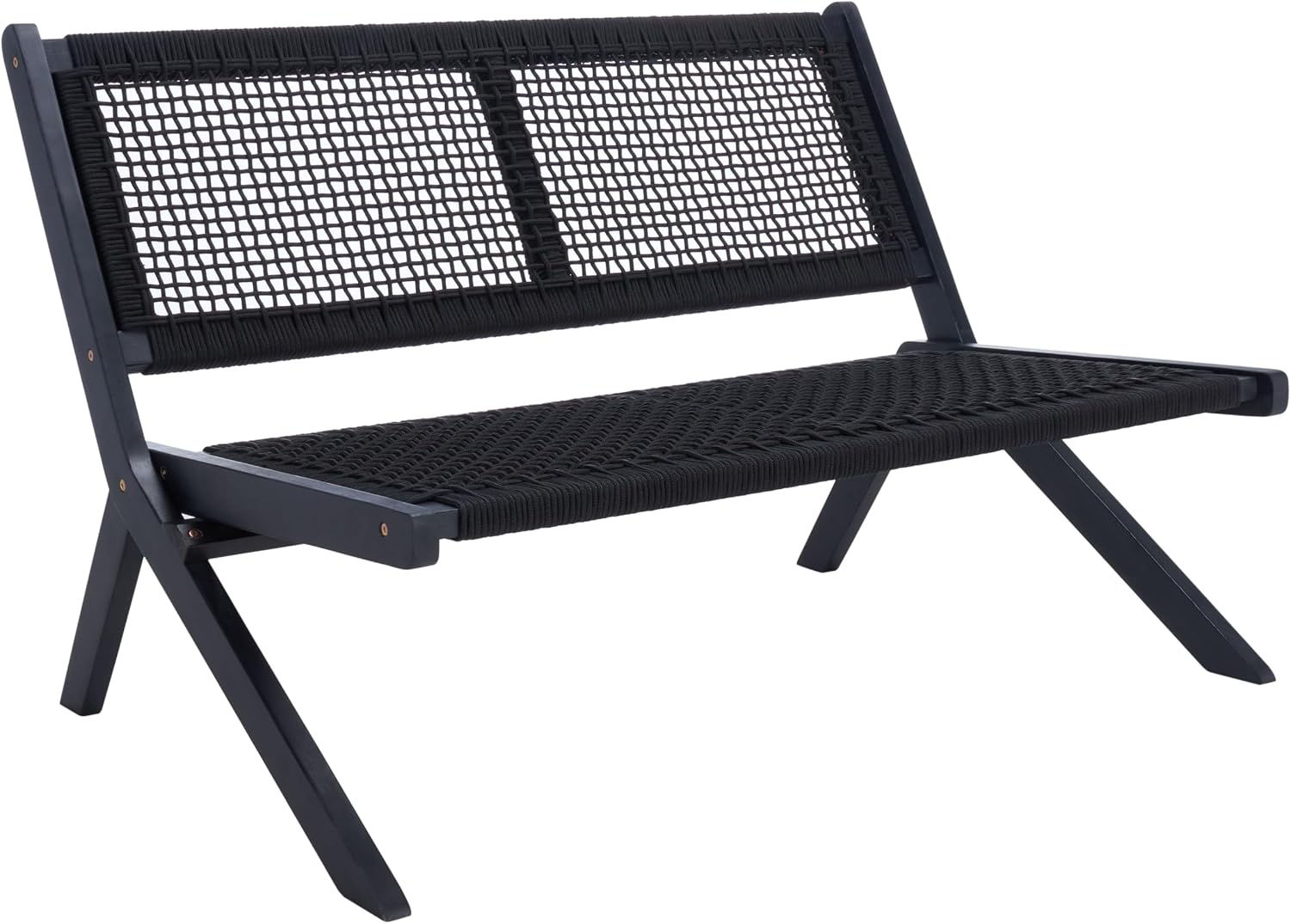 SAFAVIEH Outdoor Collection Kobina Black/Black Rope Solid Wood 5-Piece Conversation Patio Set