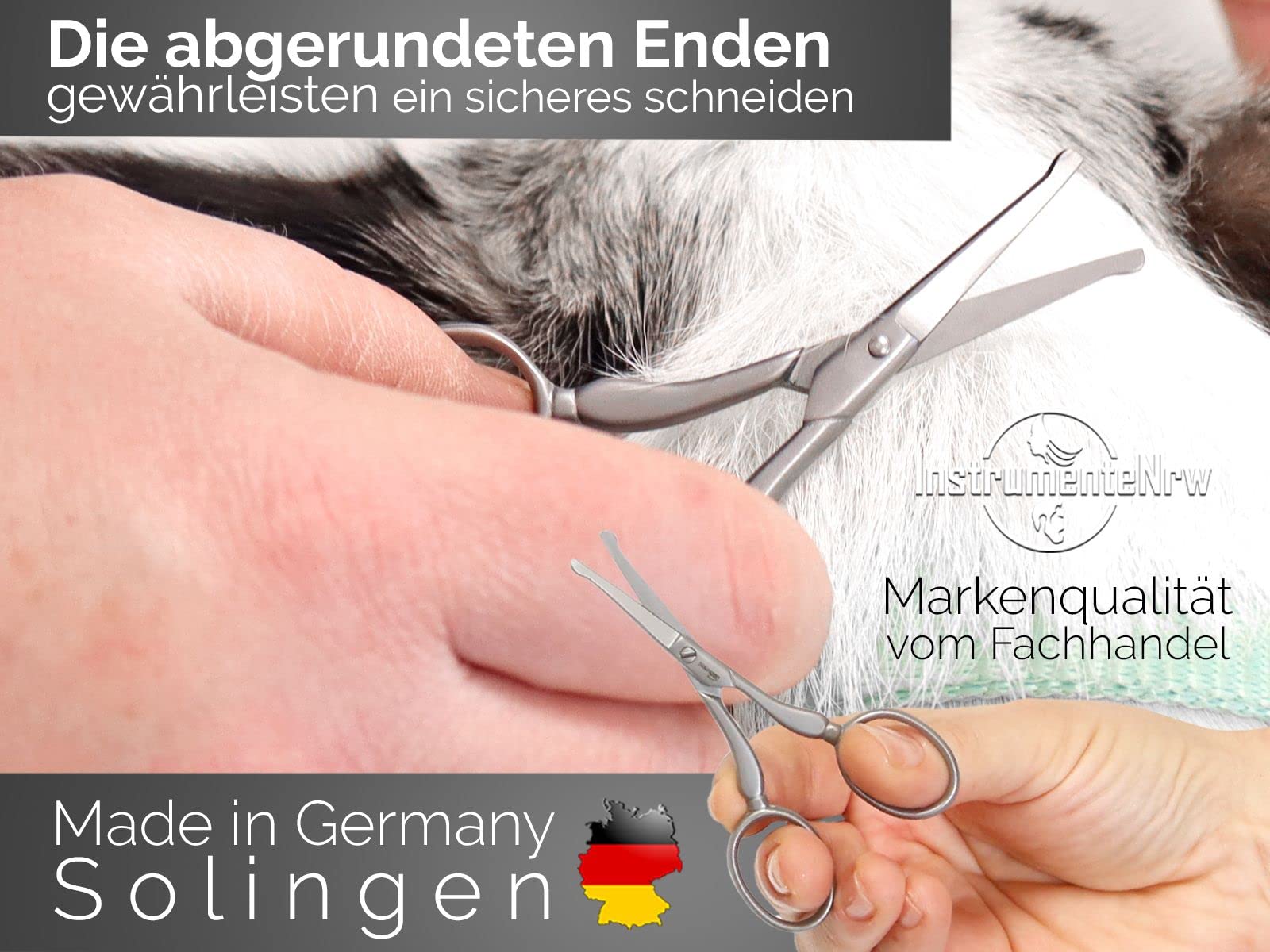 Fellschere Pfotenschere aus Solingen Kleine Hundeschere mit einseitiger Mikroverzahnung Hunde Haarschere aus Rostfreiem Edelstahl mit Scharfer Abgerundeter Schnittfläche für eine perfekte Fellpflege