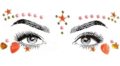 Miniatura 4 de 6 piezas de joyas de cara para festivales de música, diamantes de imitación de cara con brillantes, pegatinas de cristal para fiestas de cumpleaños,