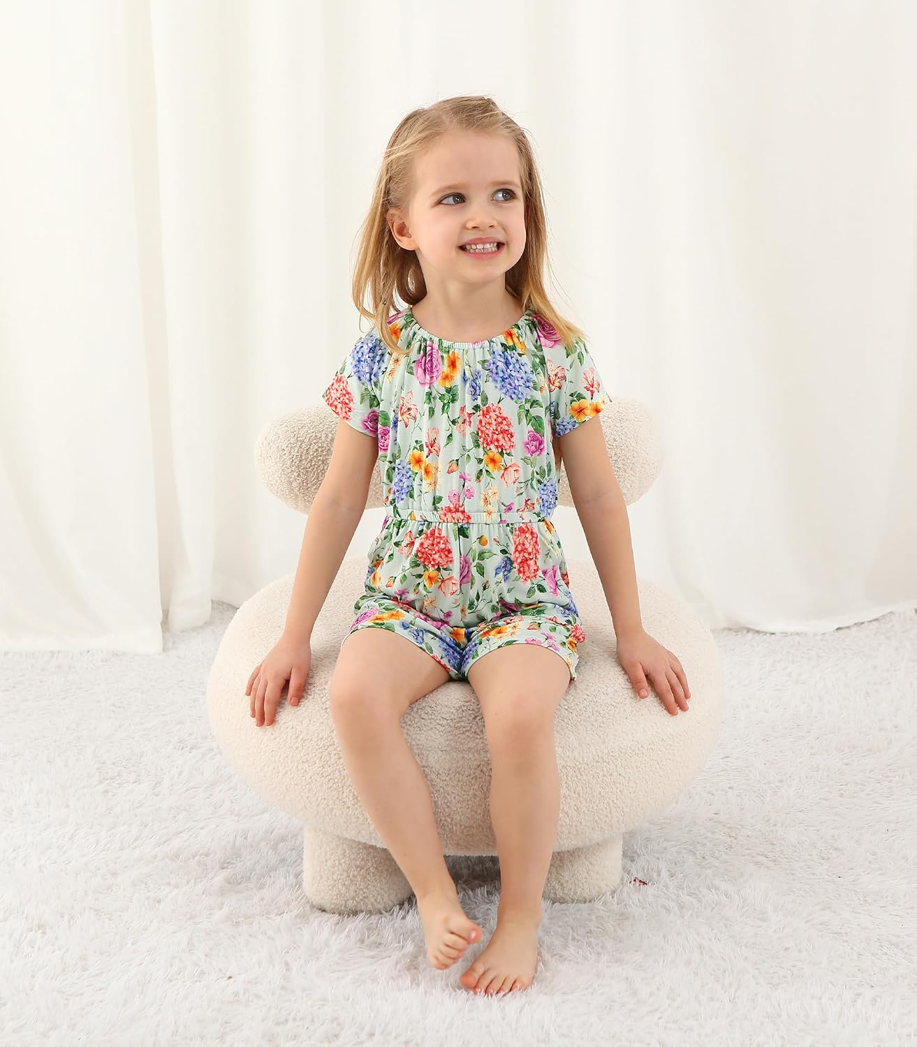 Toddler Girls Jumpsuit Cute Shorts Playsuit Toddlers Playwear Viscose from Bamboo One Piece Outfits 2-5T