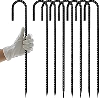 Vista 20 de AAGUT Juego de 6 estacas para trampolín de 12 pulgadas, kit de anclaje de amarre para trampolín de 3/8 pulgadas, resistente al viento, accesorios