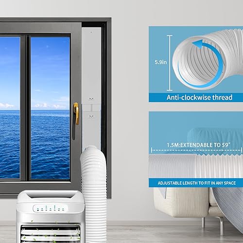 Miniatura 3 de KXXFFWS Kit de ventilación de ventana de aire acondicionado portátil con manguera de escape de 5.9 pulgadas, piezas de CA universales manguera en
