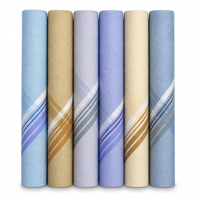 Royal Mart Cotton Handkerchief for Men’s – 15 In Full Face Cover | Soft, Skin-Friendly, Lightweight & Absorbent | Reusable Pocket Hanky for Daily Use (Multicolor) (Pack of 6)
