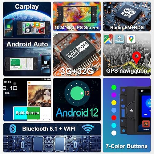 Miniatura 4 de ASURE Radio estéreo para coche con Carplay Android Auto para Dodge RAM Chrysler 300 Jeep Grand Cherokee Compass 2006 2007 2008 Specail coches, 3