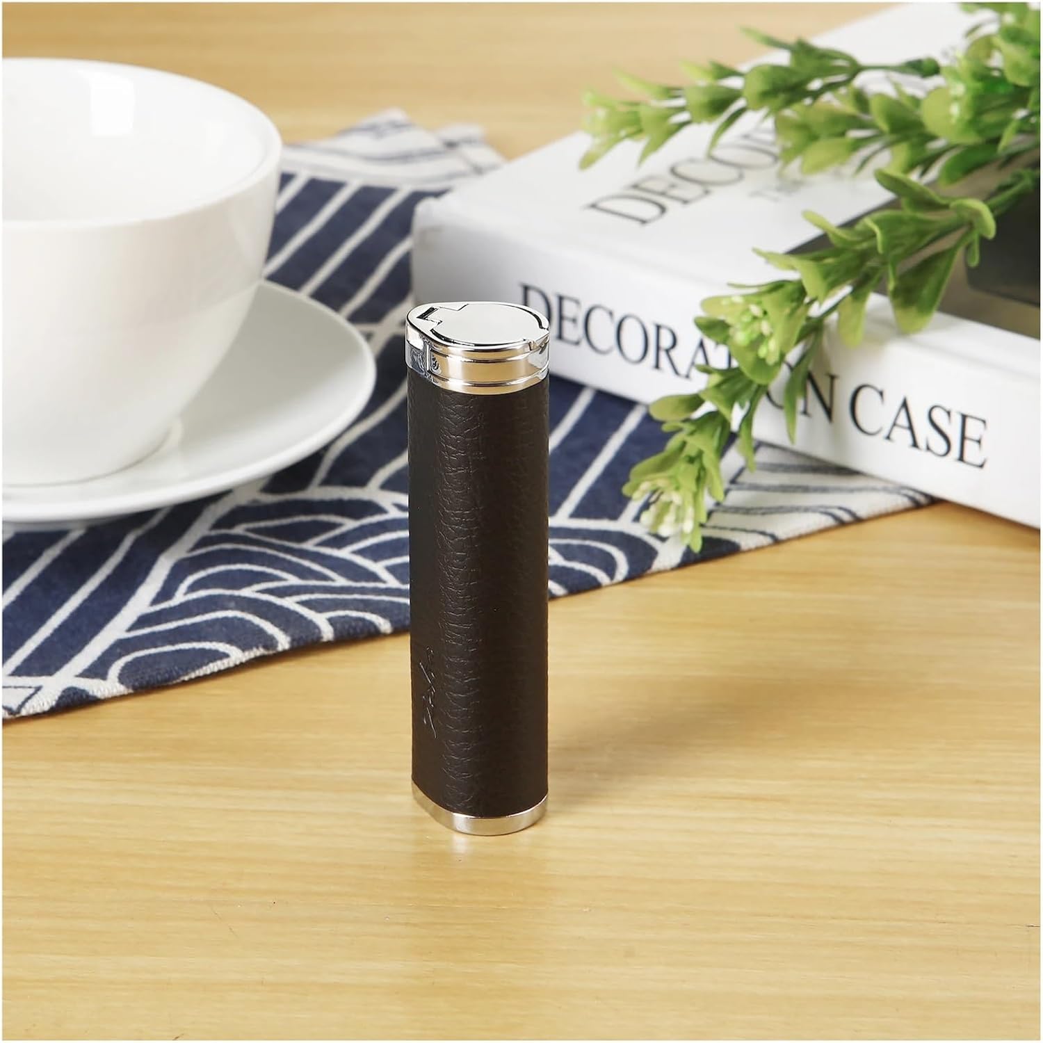 Toothpick Holder Dispenser 4pcs Portable Leather Toothpick Holder Metal Box Storage Case Needle Outdoor Travel