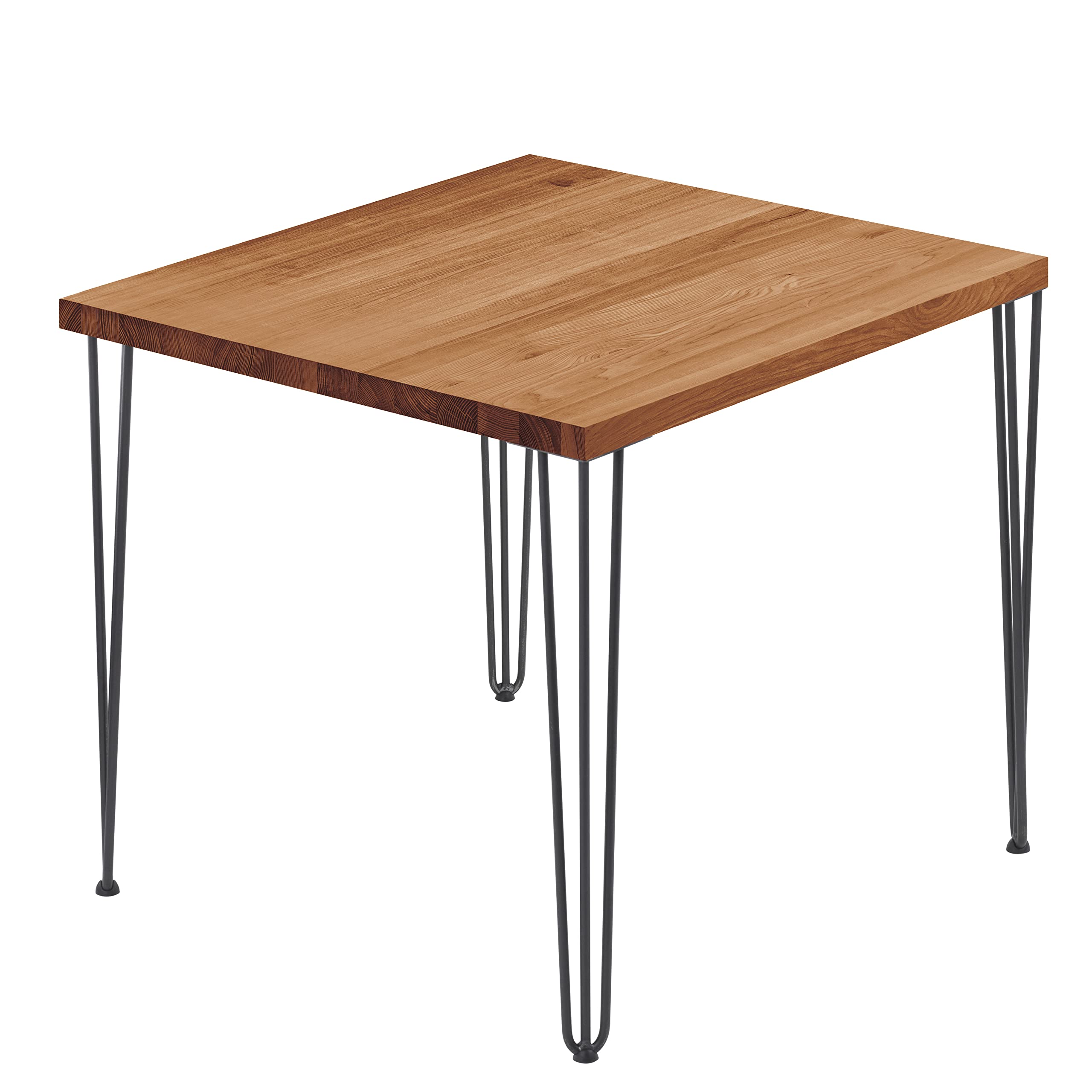 LAMO Manufaktur tavolino in legno con bordo dritto, tavolino da caffe, tavolo da cucina 60x60x76 cm (LxWxH), Creative, Frassino Oscuro/acciaio grezzo laccato, LBG-01-A-004-0000Cr