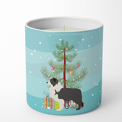 Caroline's Treasures BB2941CDL Black Border Collie Merry Christmas Tree - Vela decorativa de soja de 10 onzas, 10 onzas, multicolor