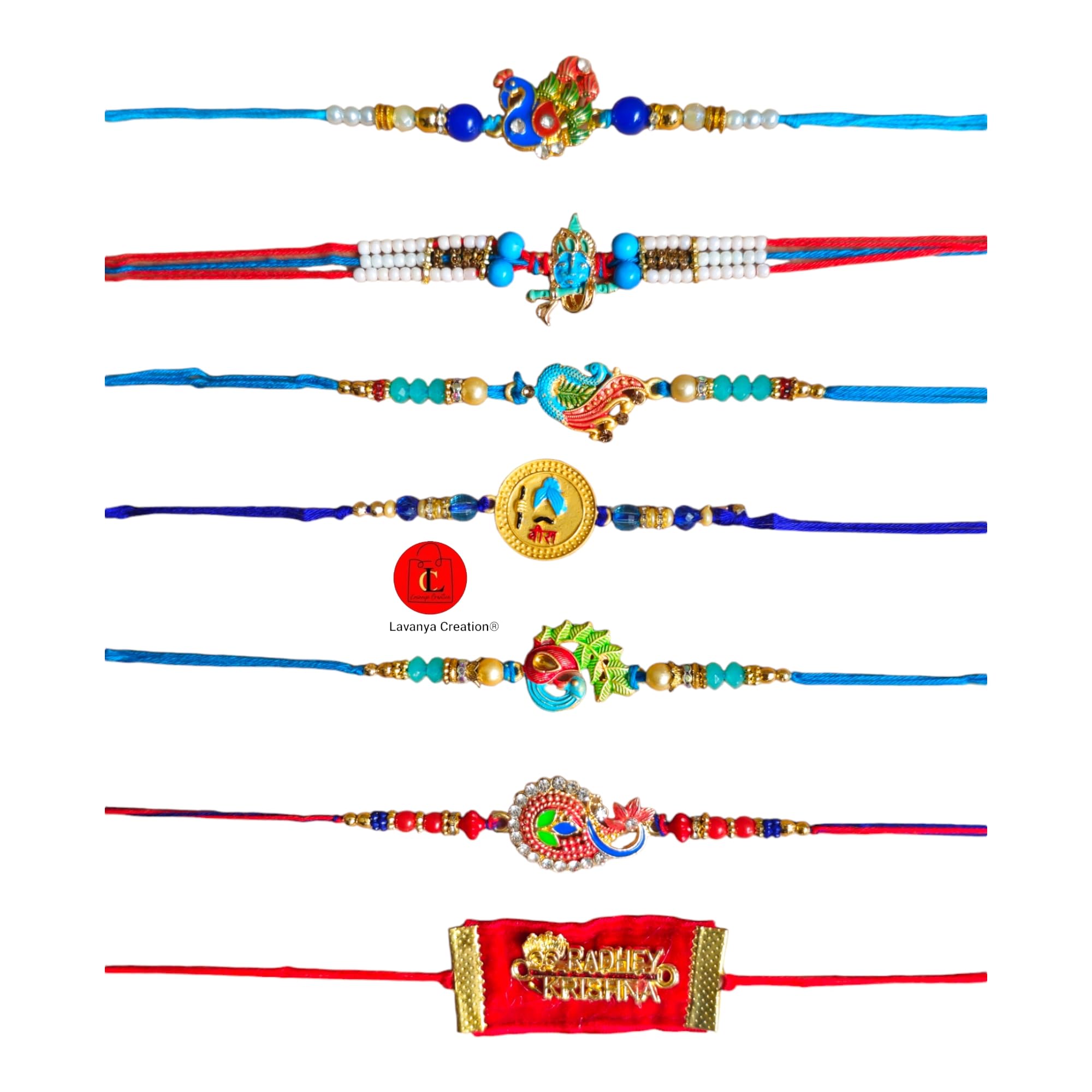 Lavanya Creation Mens Offers A Set Of 7 Multi-Designer Rakhis With A Roli Chawal Pack. (B0DBF7GZ2B) Amazon Price History, Amazon Price Tracker