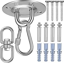 Stainless Steel Ceiling Hook, Heavy Duty Hook, Punch Bag Holder, 360 Degree Rotatable Swing Hook, Hammock Attachment up to 400 kg, Ceiling Hooks, Hanging Chair Suspension Brackets for Sun Sail, Yoga
