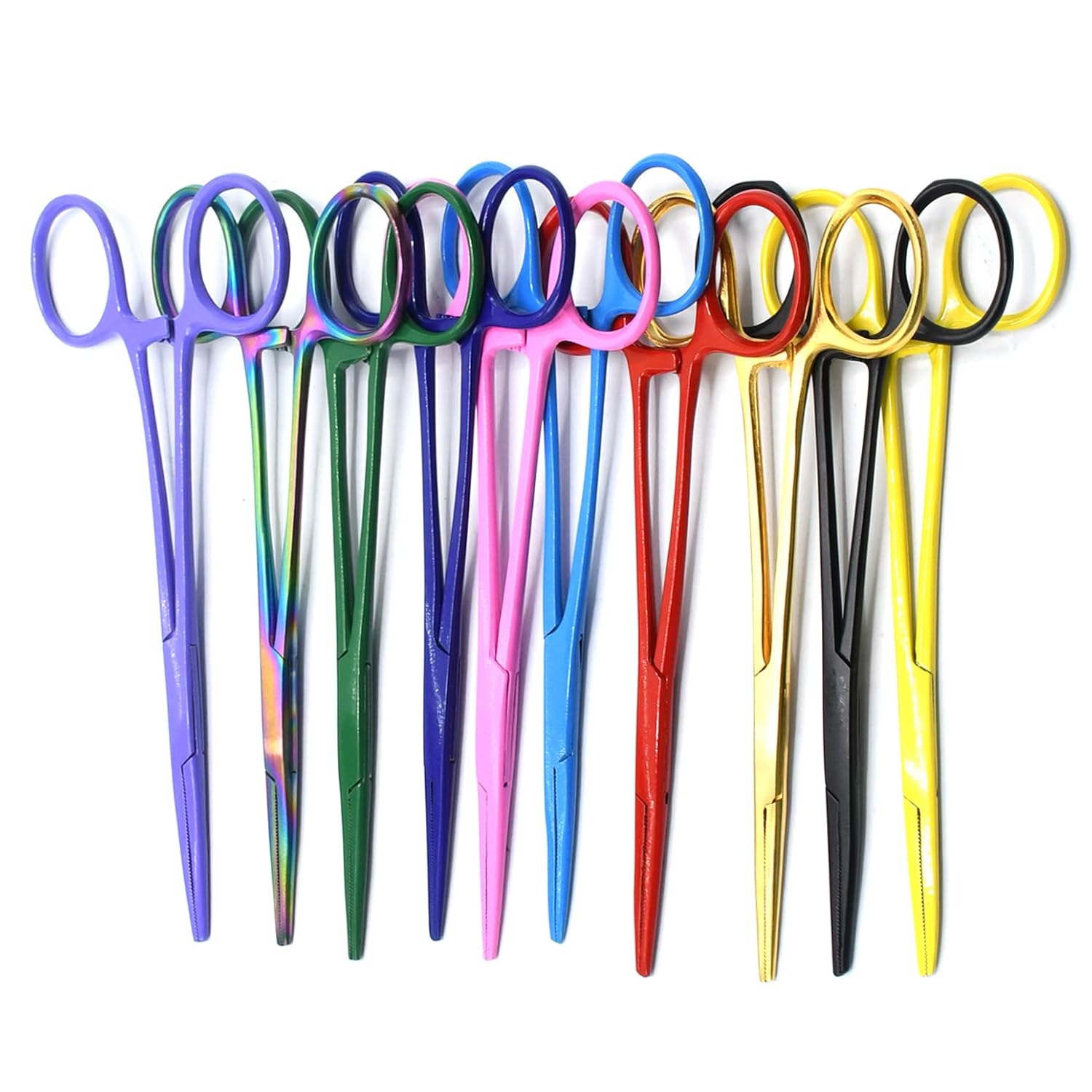 10 (Multiple) Colors Mosquito Locking Hemostat Forceps Straight 5" Ideal for All Types of Hobby and First Aid Kit