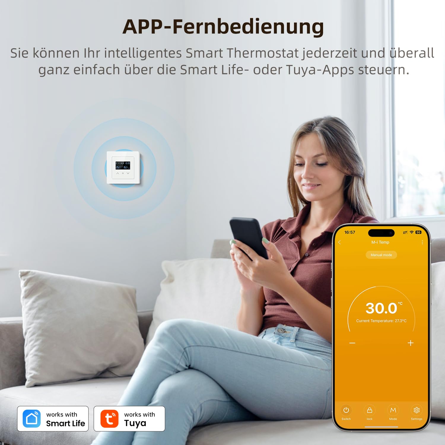 AVATTO Tuya WiFi Verwarmingsthermostaat 220v, Slimme Elektrische P7605 2669