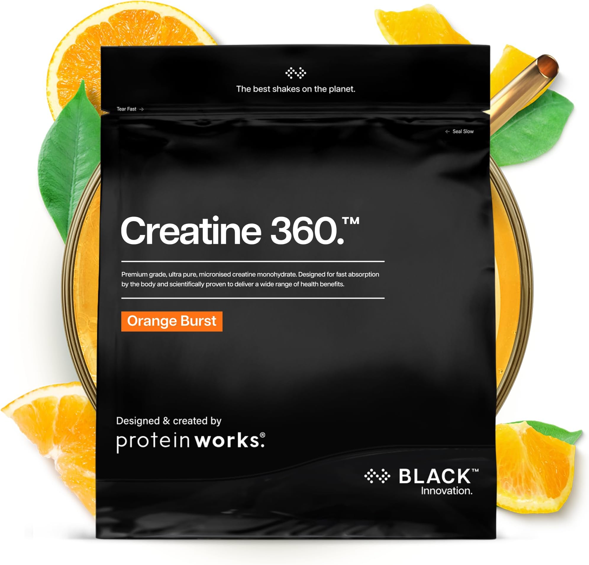 THE PROTEIN WORKS Creatine Monohydrate Powder 100% Pure & Fast-Absorbing Creatine Supplement Supports Muscle Strength & Recovery Orange Burst Flavor, 250g (62 Servings)
