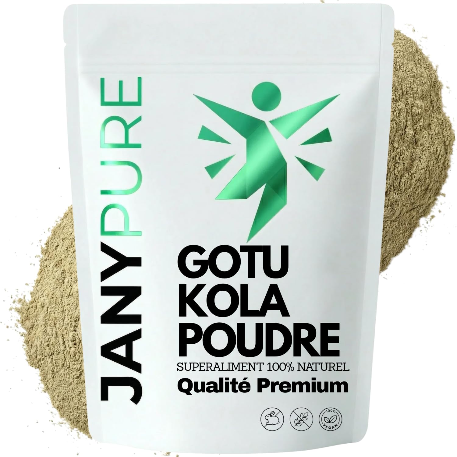 Gotu Kola Poudre Pure (Centella Asiatica) 100g | Booster Cerveau, Mémoire, Concentration | Anti- Âge, Stimule Collagène, Cicatrisant Peau | Circulation Sanguine, Stress | Herbe du Tigre Ayurvédique