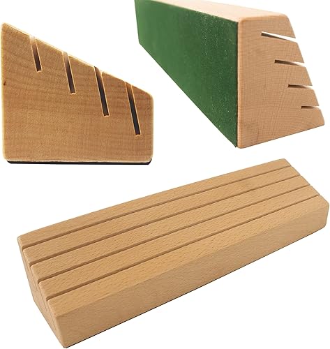 Miniatura 4 de VINJOE Paquete de 2 soportes de madera para naipes organizadores para niños y adultos mayores, soportes para cartas de madera de haya maciza de