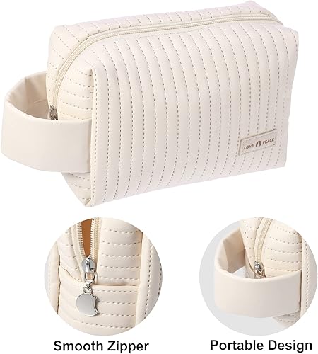 Miniatura 3 de VOCOSTE Bolsa de maquillaje de piel sintética, bolsa de viaje para cosméticos, bolsa de maquillaje grande, bolsa organizadora de brochas de