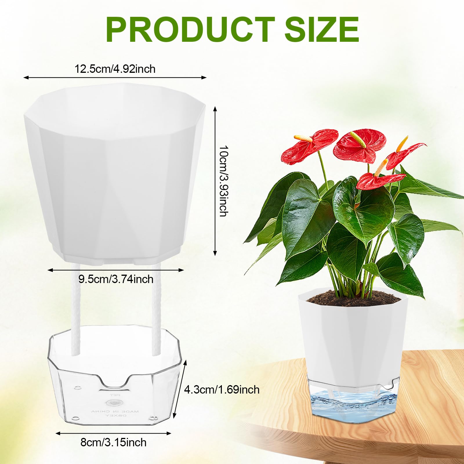 Yimomoyi 6 Pack Self Watering Plant Pots Indoor, House Plant Pot, White Plant Pots Indoor - Image 4