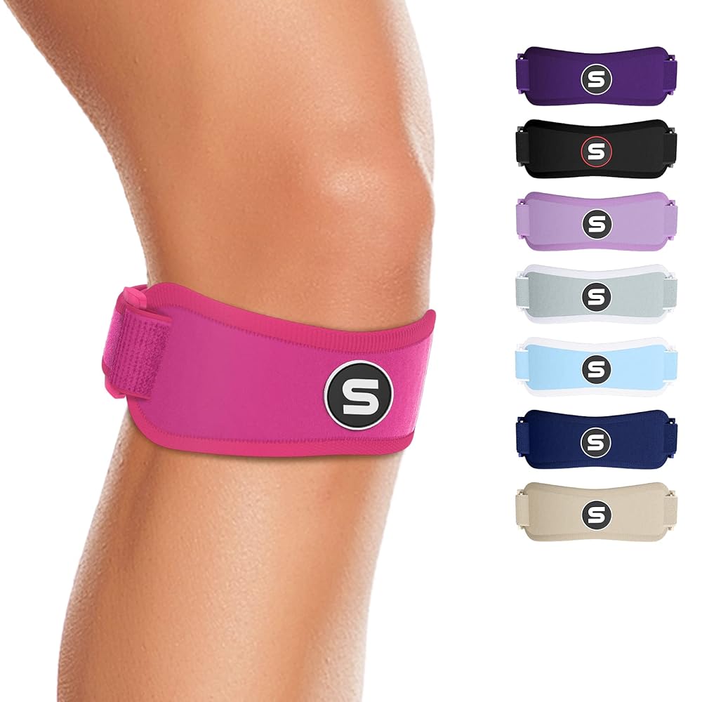 SLEEVE STARS Swedish Brand Patellar Tendon Support Strap for Women & Men Effective Osgood Schlatter Knee Brace Youth & Kids Knee Brace with 3 Adjustable Length fits 12-24 (Pair/Hot Pink/Adult)
