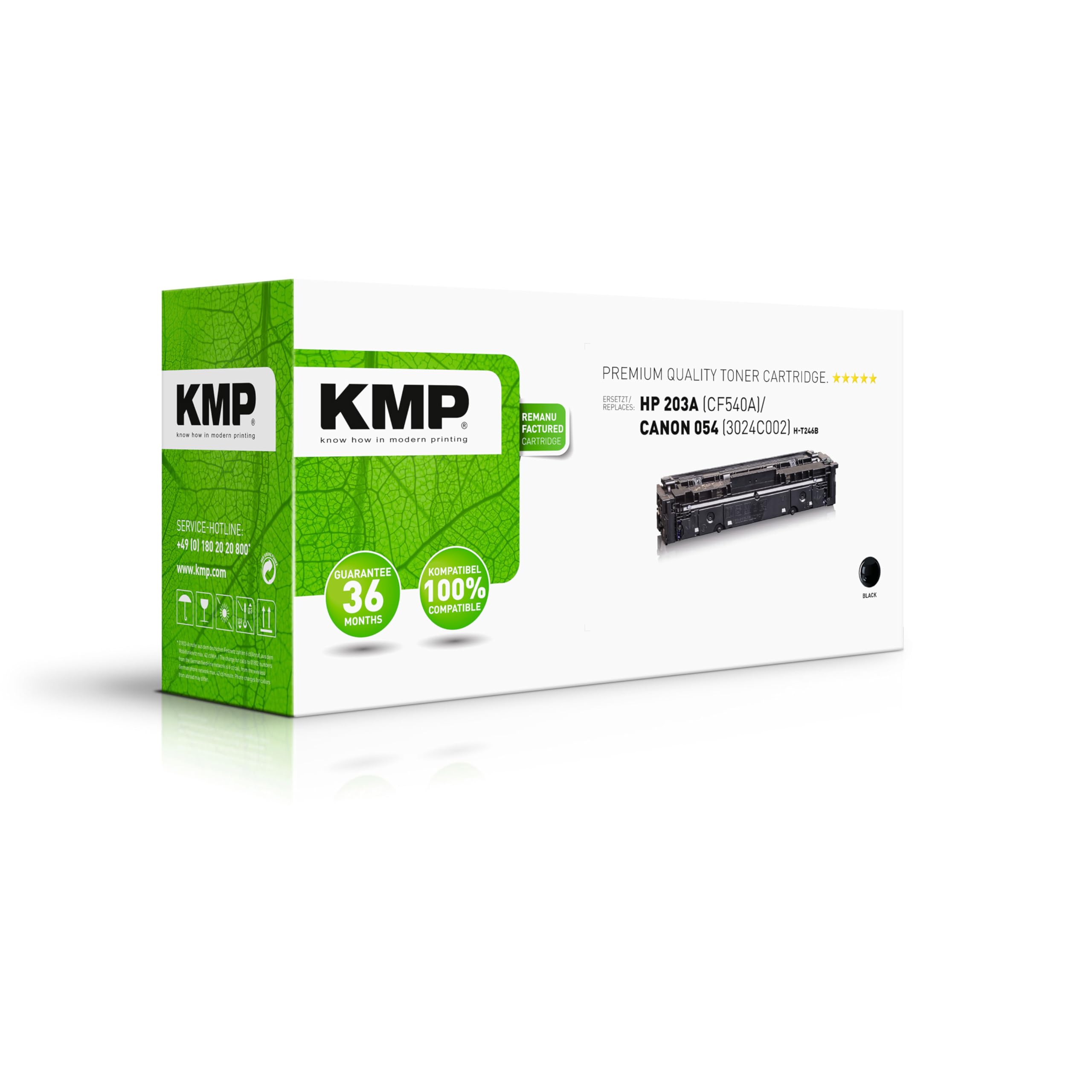 KMP Toner Compatibel HP 203A (CF540A)- Zwart voor: HP Color Laserjet Pro M254dw/M254nw, Pro MFP M280nw/M281fdn/M281fdw