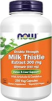 NOW Foods Double Strength Silymarin Milk Thistle 300mg Extract with Artichoke & Dandelion - Liver Support, 250 Veg Capsules