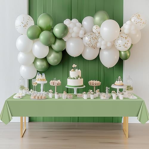 Miniatura 8 de Mantel rectangular de la serie verde, 6 piezas, 54 x 72 pulgadas, color sólido, impermeable y a prueba de derrames, mantel de plástico desechable