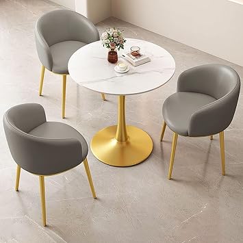 Office Reception Round Table, Reception Negotiation Table, Small Conference Table, Leisure Table and Chair Set, Simple Save SpaceLight Gray