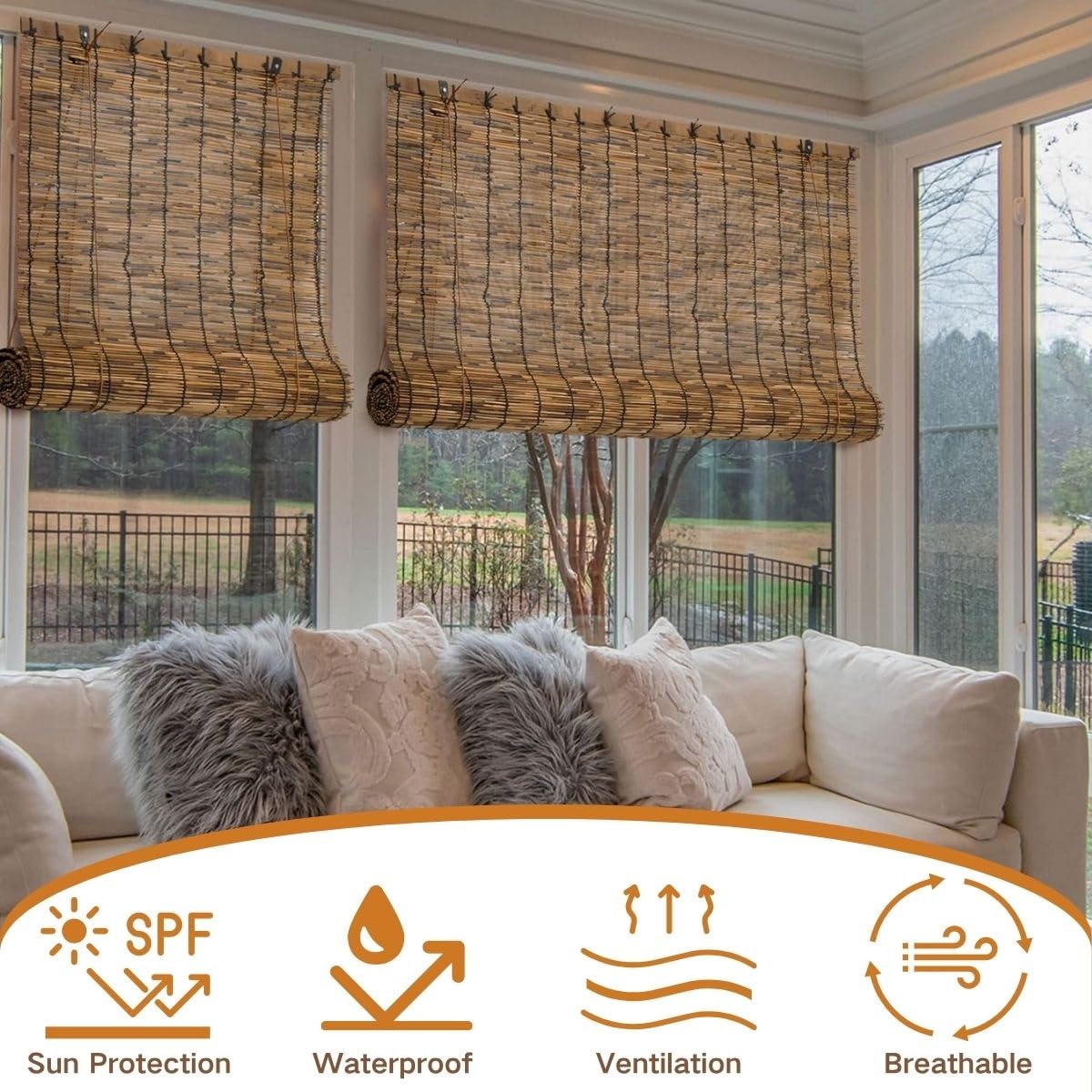 Amazon.de: CJBWJM Bambusrollo 80-130 cm Breit Bambus Rollo Sichtschutz  Jalousie Vorhang Fenster Sonnenschutz Rollos Bambus Rollo Fr Auen/Innen  Mit Hakenaufhngung