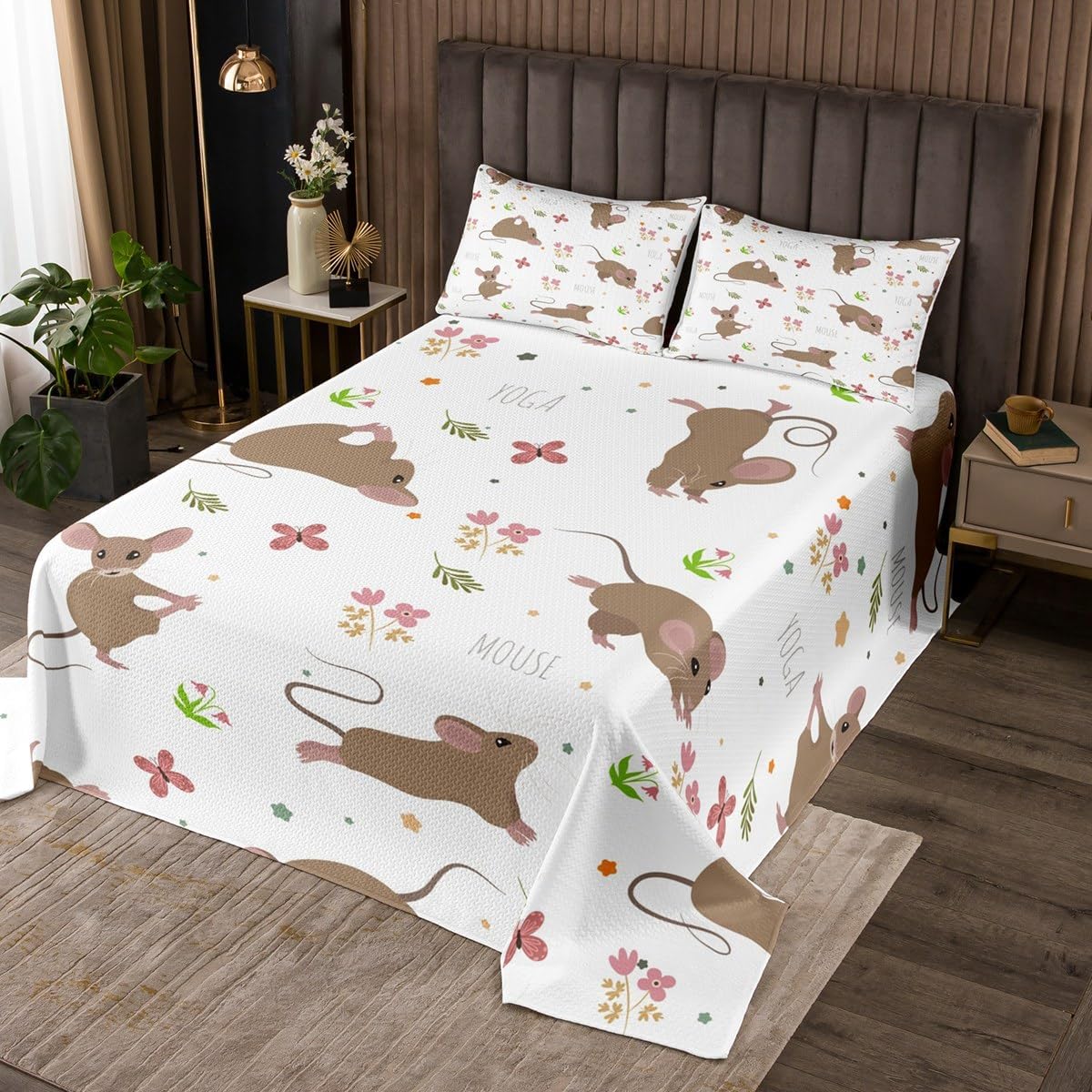 Mouse Quilted Coverlet Boys Girls Cute Mouse Quilted Bedspread For Kids Women Men Ultra Soft ossum Stuffed Animal Coverlet Set Quilted Bedspreads Room Decor King