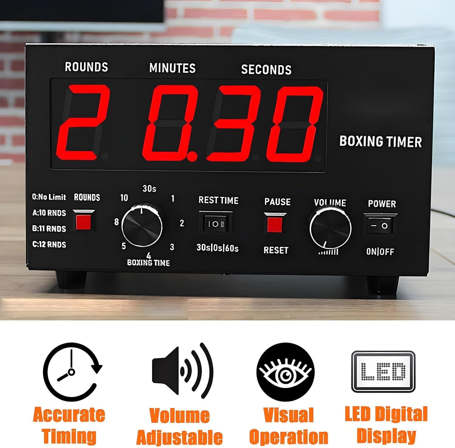 Timer professionale da ginnastica, intervallo di boxe con suono regolabile e cronometro, per Muay Thai, kickboxing, attrezzatura da allenamento