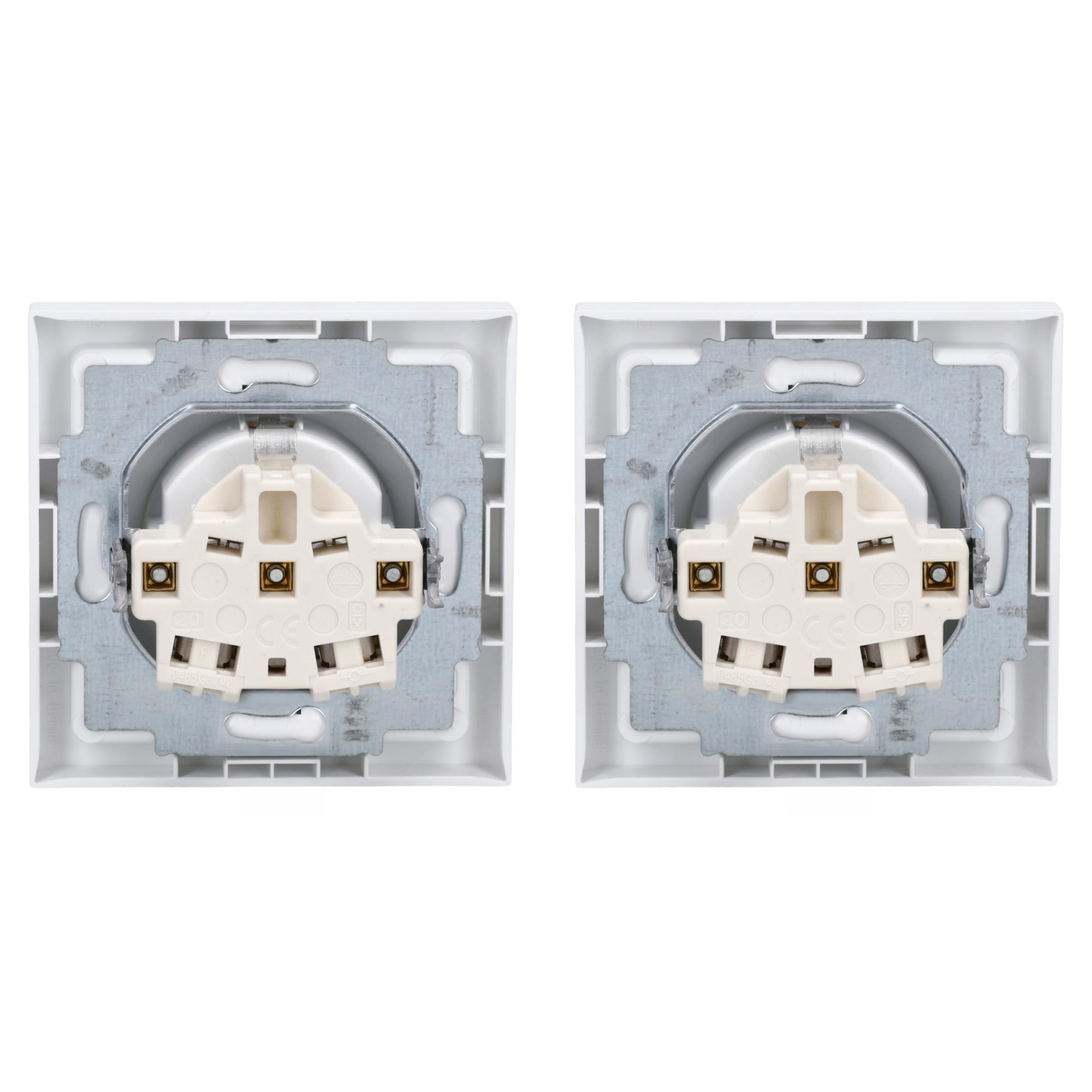 Busch-Jaeger future linear Steckdosen-Set mit Klappdeckel 1-fach 2x | 2× 20 EUK-884 SCHUKO Steckdose mit Klappdeckel + 2× 1721-884K Rahmen