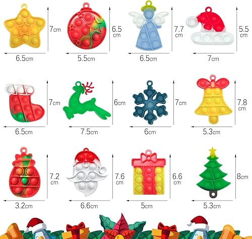 Miniatura 3 de 12 piezas de juguete para ansiedad de Navidad, llavero para aliviar la ansiedad y el estrés, juguete para ansiedad adecuado para todas las edades
