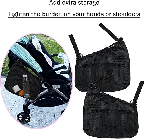 Miniatura 6 de 2 redes universales de carga para cochecito, bolsa de malla de almacenamiento portátil, bolsa organizadora de almacenamiento de cochecito, correas