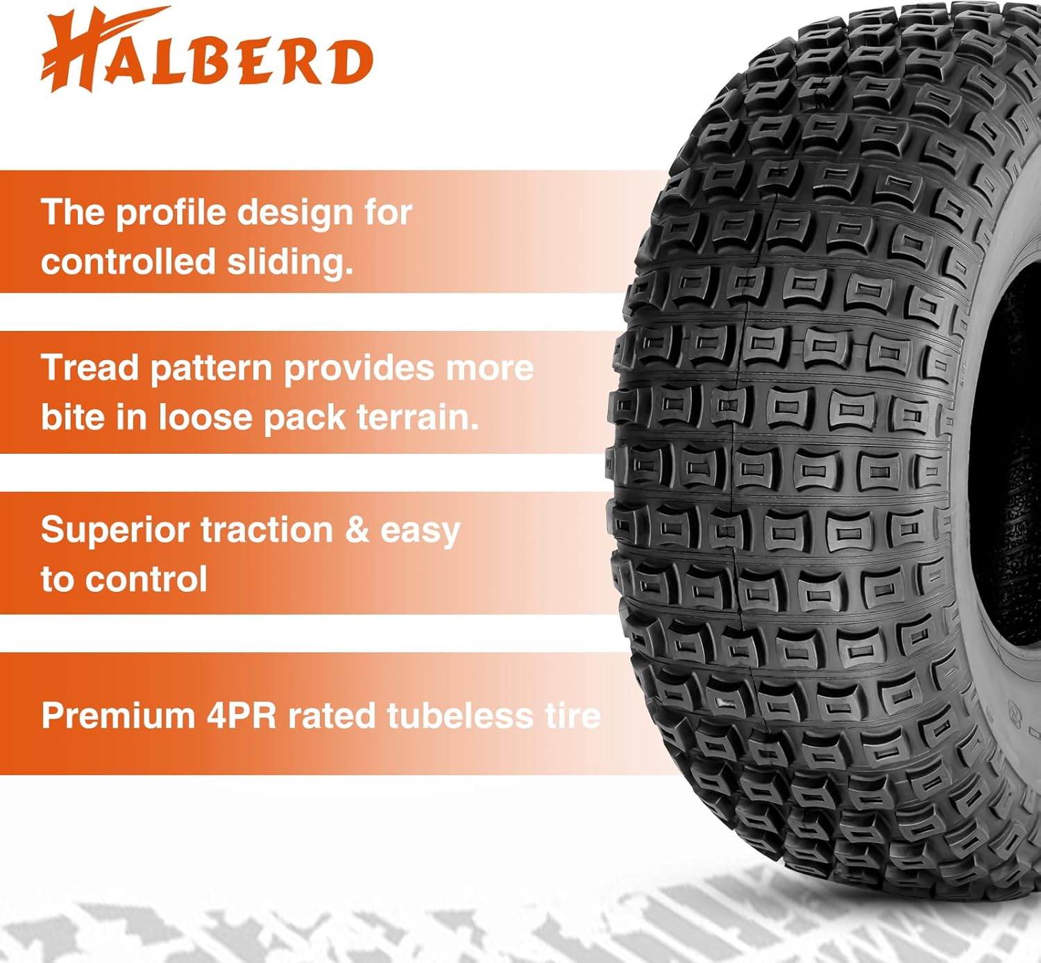 HALBERD 20x7-8 ATV Tires, Sport Quad 20x7x8 All Terrain 20x7x8 UTV ATV Tires 4PR Fits 8’’ Rims, Tubeless, Set of 2