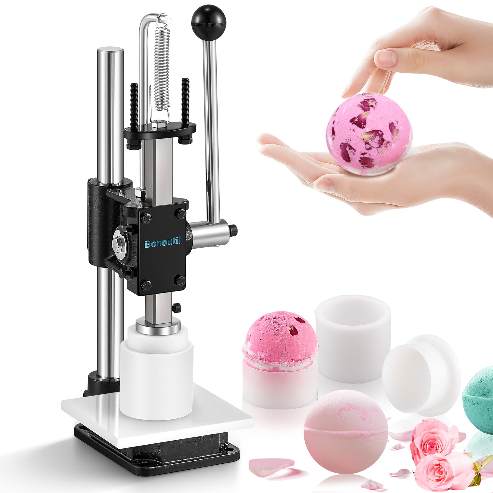 Bonoutil Bath Bomb Press Machine-Heavy Duty Bath Bomb Machine with Mold Kit Adjustable Height DIY Soap Press