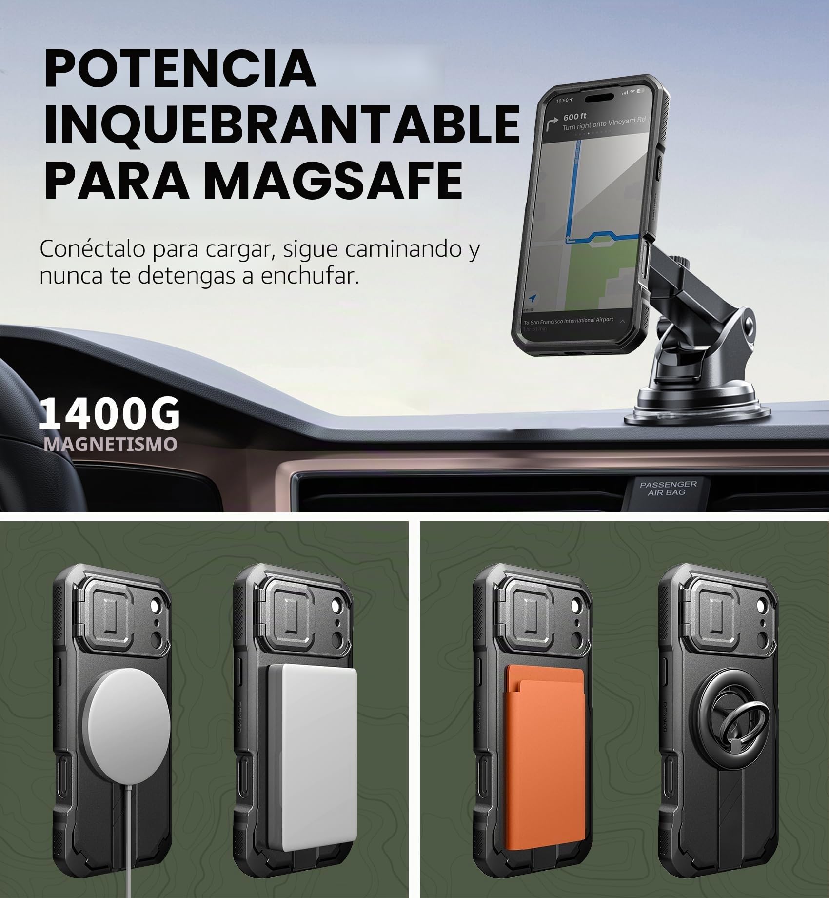 Dexnor Funda para iPhone 2026 Pro/17 Pro, con Cubierta de Cámara, Soporte, Protector de Pantalla y 2 Marcos Frontales, Compatible con MagSafe - Negro