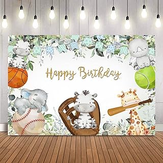 Safari Jungle Birthday Backdrop Greenery Animals Photo Background Children Kids Happy Birthday Party Decoration Backgrounds (7x5ft)