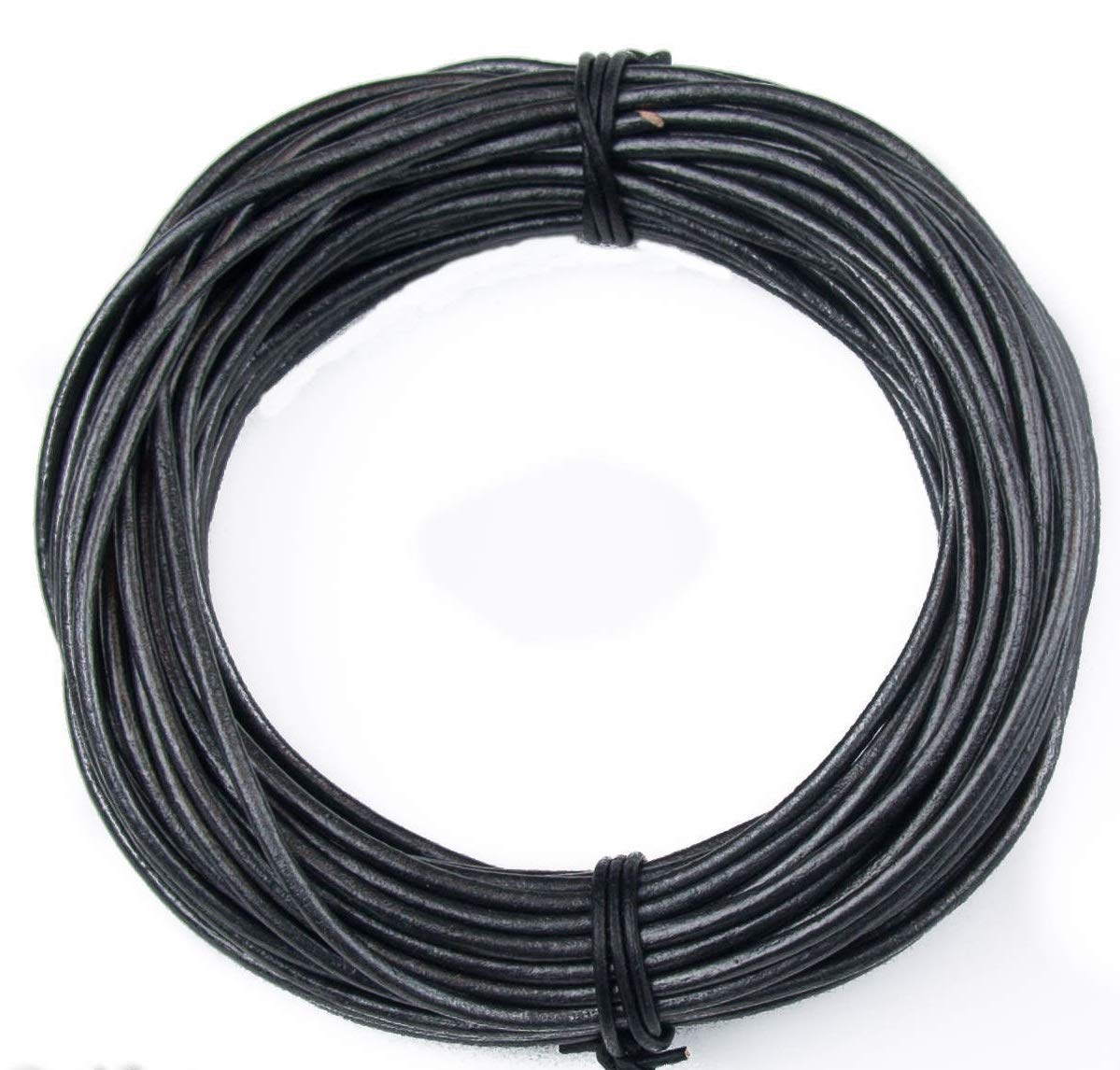 Gunmetal Metallic Gray Round Leather Cord 1 mm, 50 Meters (54 Yards)