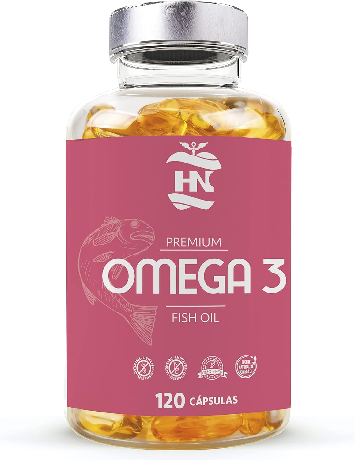 Omega 3 capsulas 1000mg - Fuente Ácidos Grasos de Aceite de Pescado – 400 mg DHA, 800 mg EPA y vitamina E – Para mantener el sistema cardiovascular y arterial saludable – 120 softgel (1 Bote)
