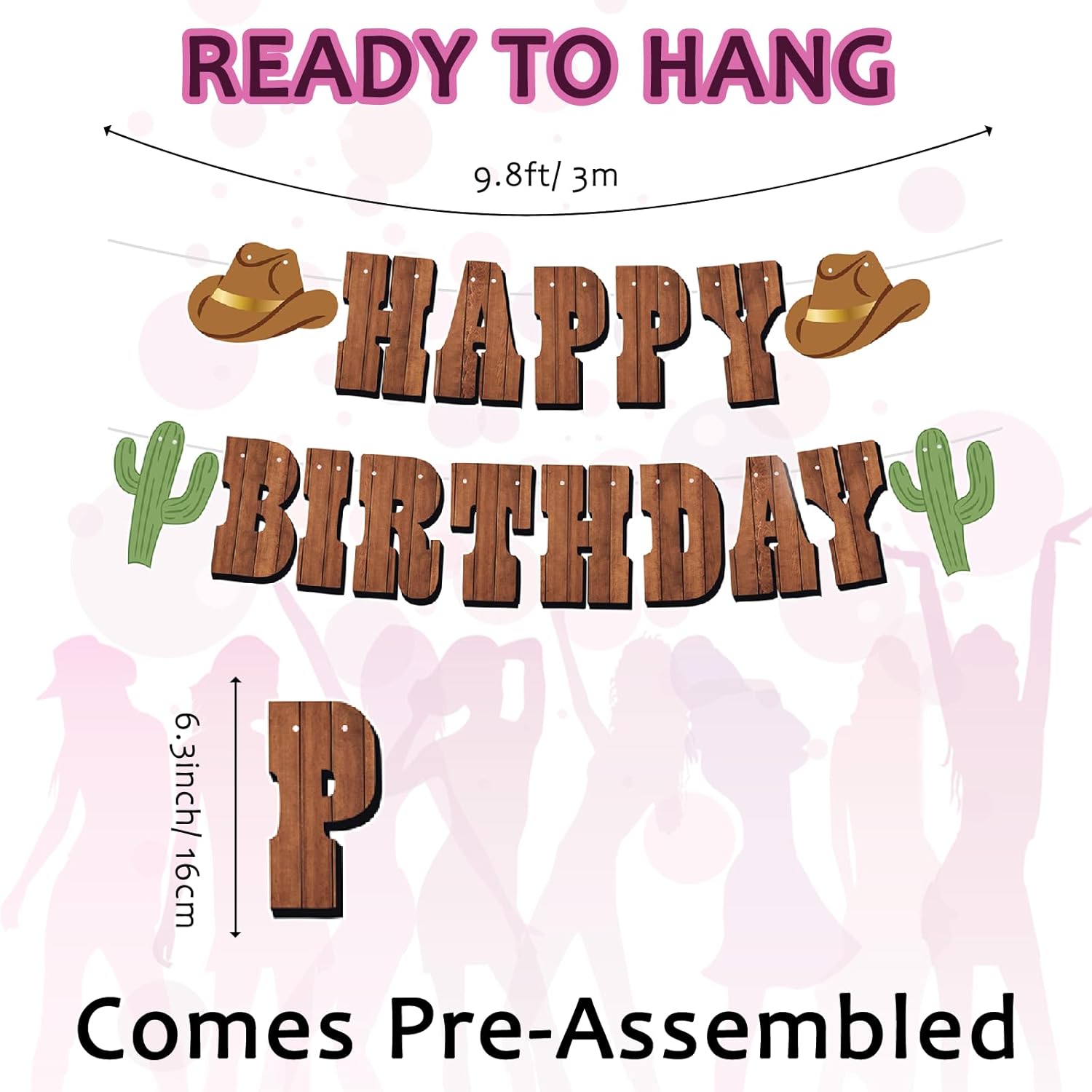 Western Party Decorations, Pre-Strung Western Birthday Banner,Cowboy Birthday Party Decorations, Rodeo Birthday Decorations,Western Birthday Party Decorations and Hanging Swirls, Cowboy Party Decorations - Image 6