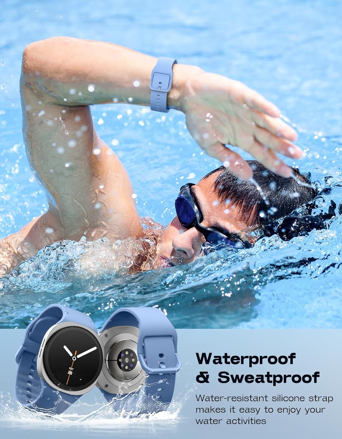 MoKo 6 Pack Sport Bands Compatible for Samsung Galaxy Watch 8 Band 40mm 44mm/Galaxy Watch 8 Classic 46mm, No Gap Soft Silicone Strap for Men Women - Image 4