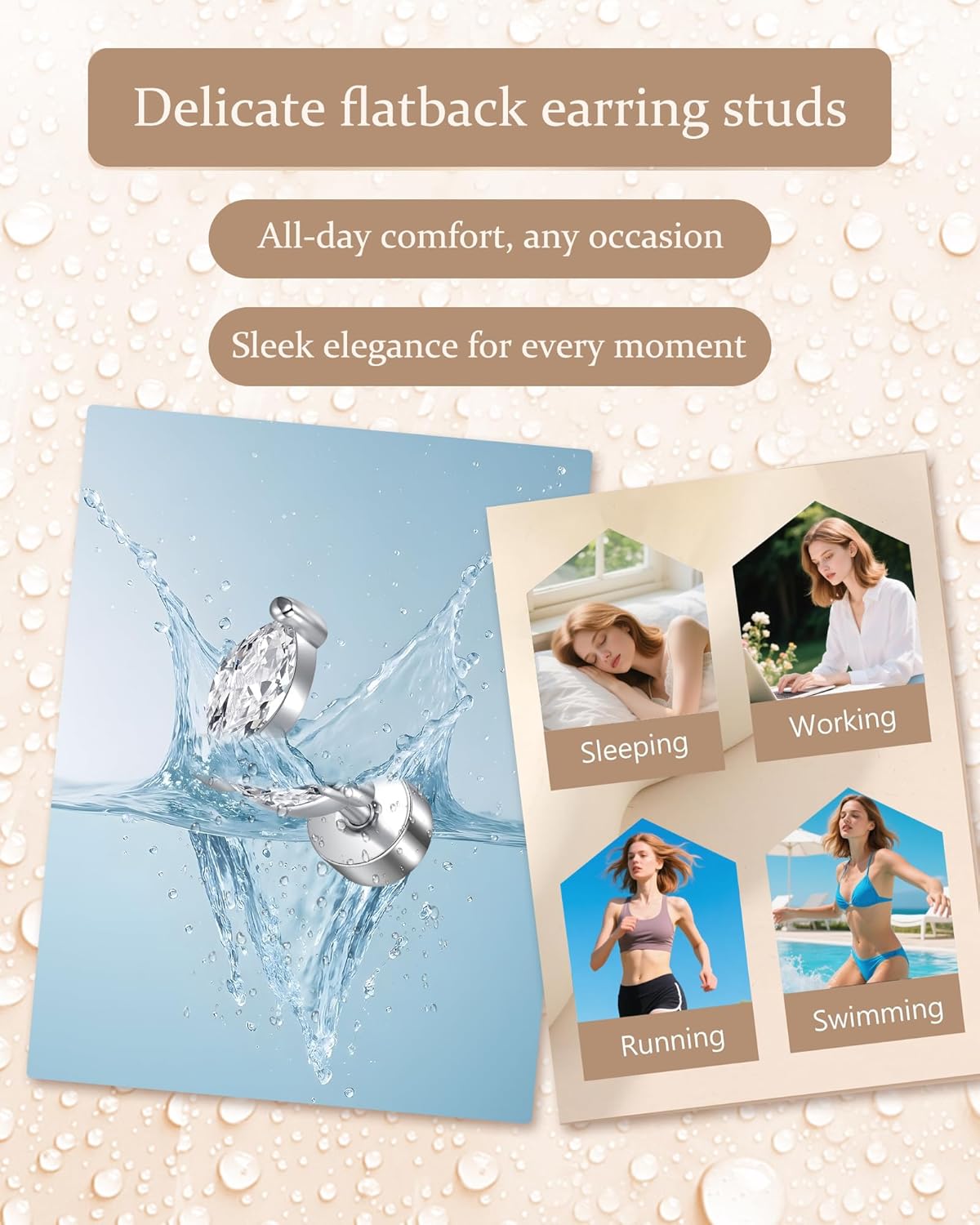 Zolure Cartilage Earrings Flat Back Earrings for Women Cartilage Piercing Jewelry 20g Helix Piercing Jewelry Stainless Steel Stud Earring Set - Image 4