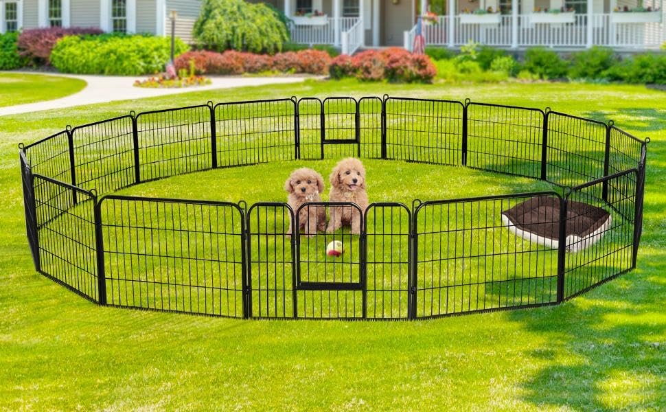 Miniatura 2 de Yaheetech Corralito para perros para interiores, valla extra ancha para perros y exteriores, plegable, para patio, jardín, caravana, campamento, 16