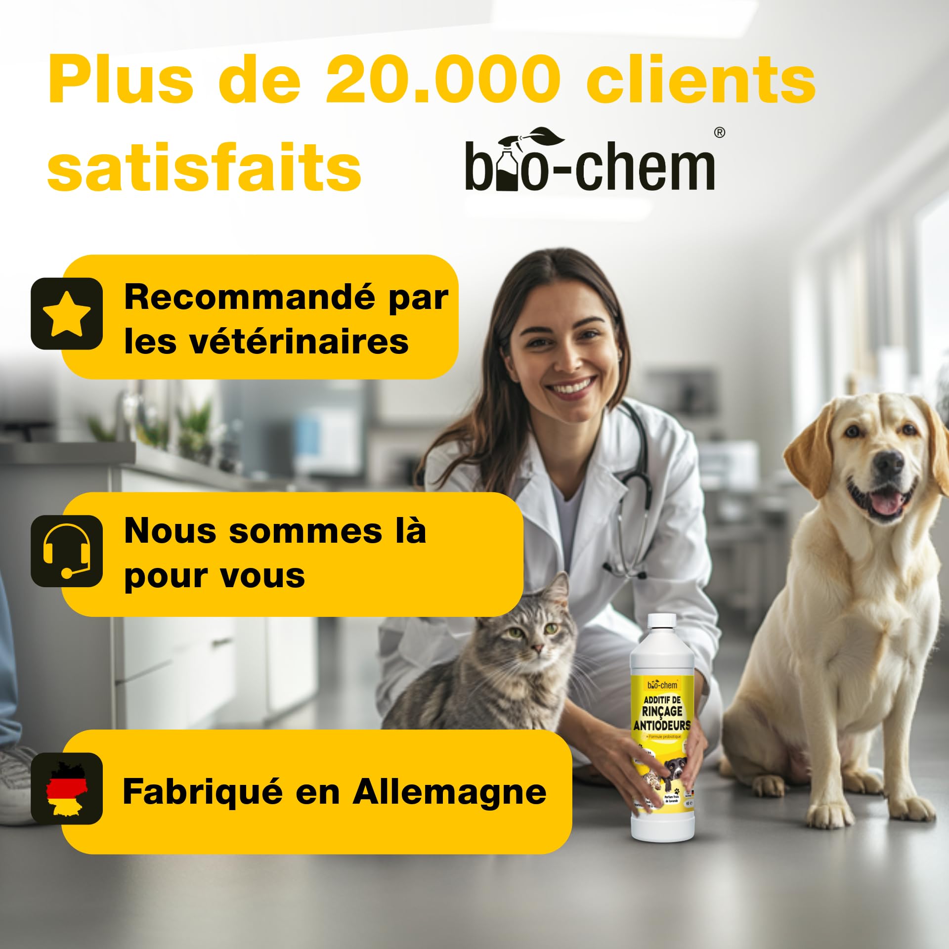 bio-chem Adoucissant anti-odeurs pour linge 3L | Assainit et rafraîchit les textiles - Additif de rincage compatible avec toutes les lessives et textiles