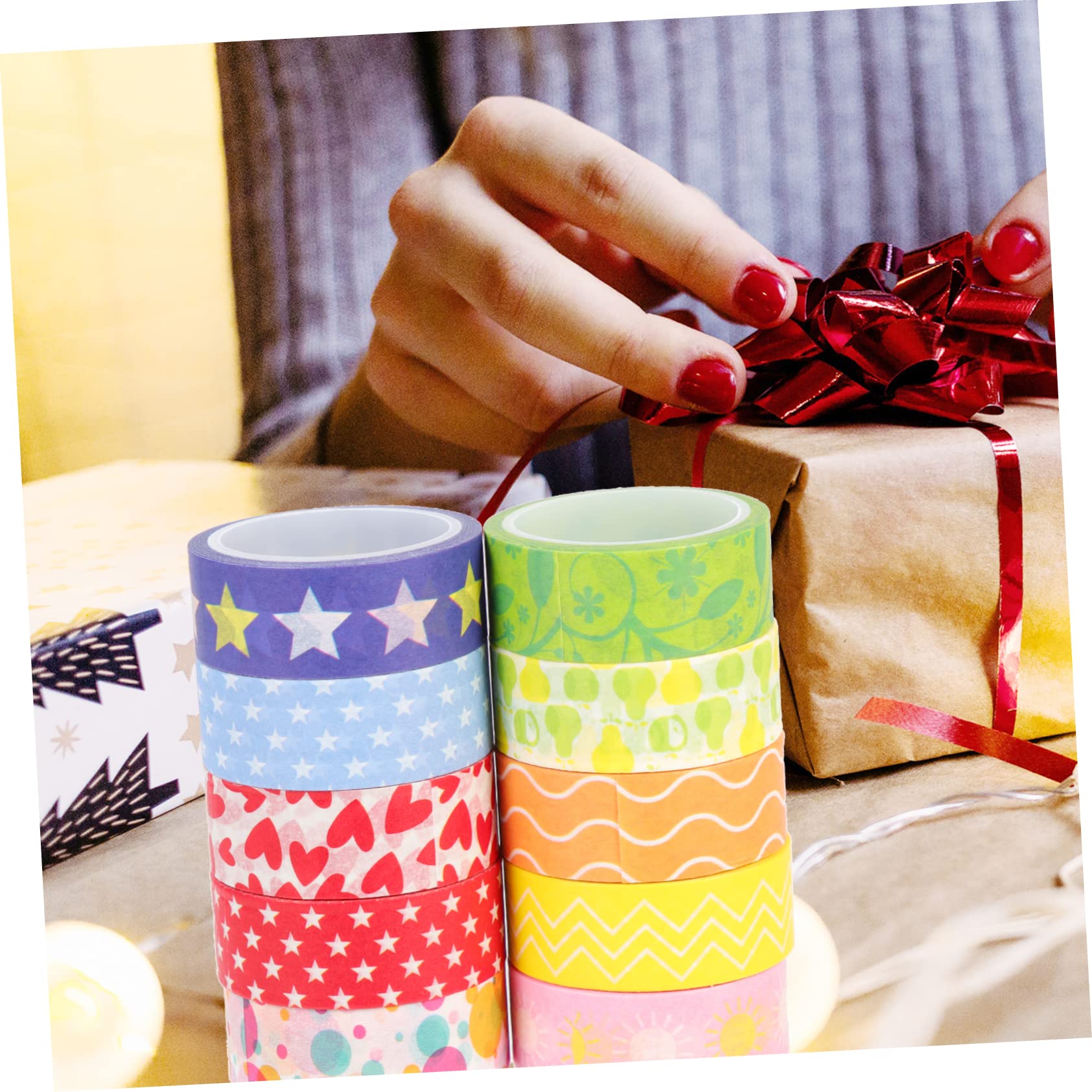Operitacx Cinta De Bolsillo Y De Papel Cinta Para Manualidades Para Envolver Bonita De Papel Para Manualidades De Enmascarar s 10 rollos*4