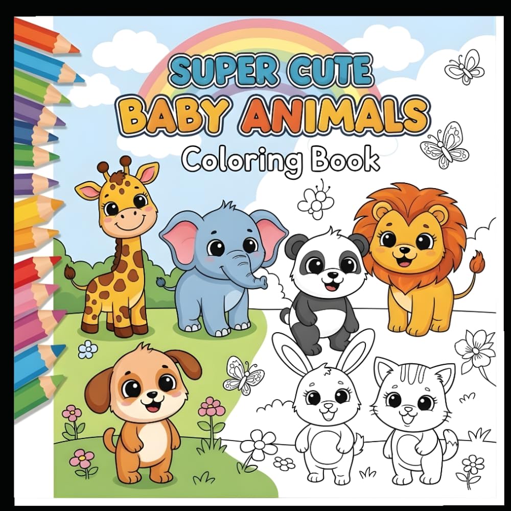 super cute baby animals coloring book