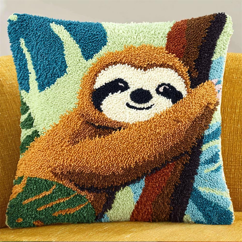 FWRTYCB Latch Hook Pillow Kit Sloth Crochet Yarn Hooking Pillowcase