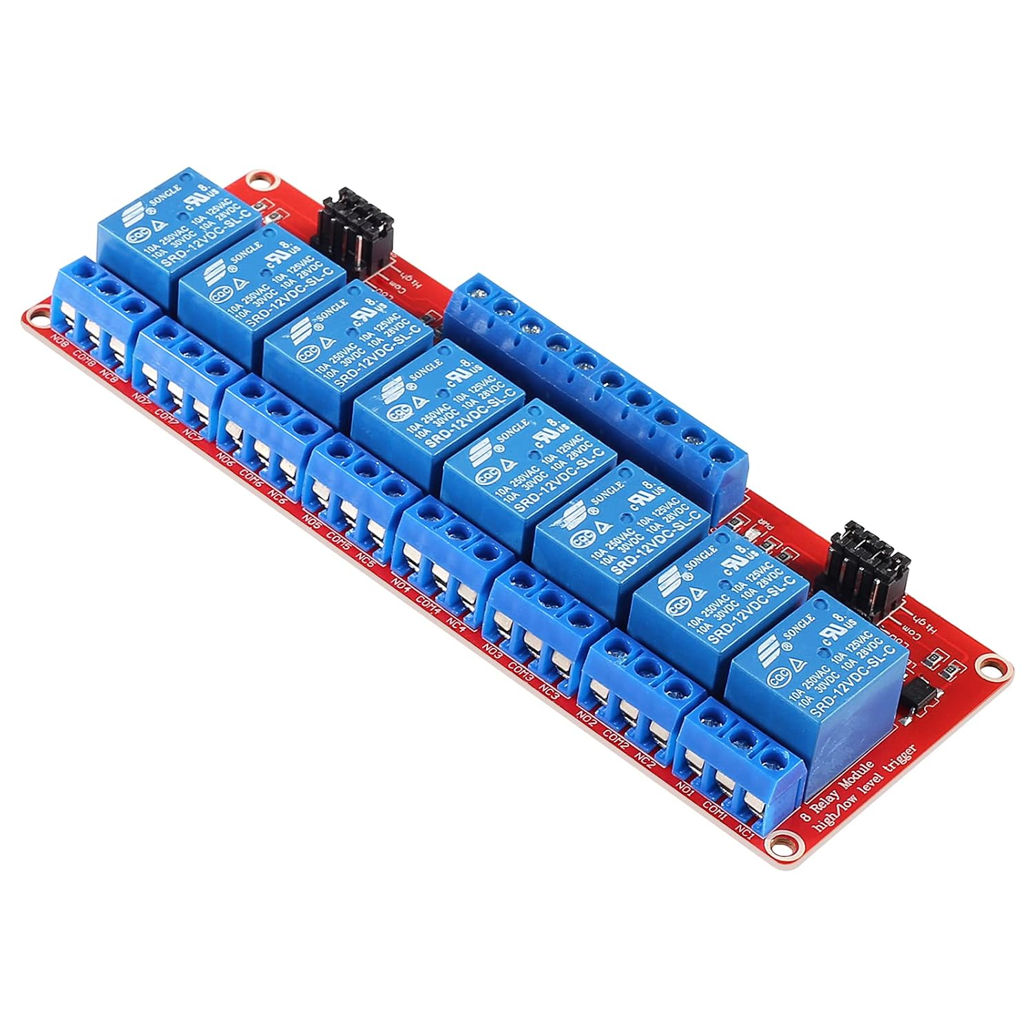 2Pcs 8 Channel 12V Relay Module High Low Level Trigger with Optocoupler Isolation Load 8 Ways Relay Switch Module DC 30V AC 250V 10A Home Intelligent Control Module
