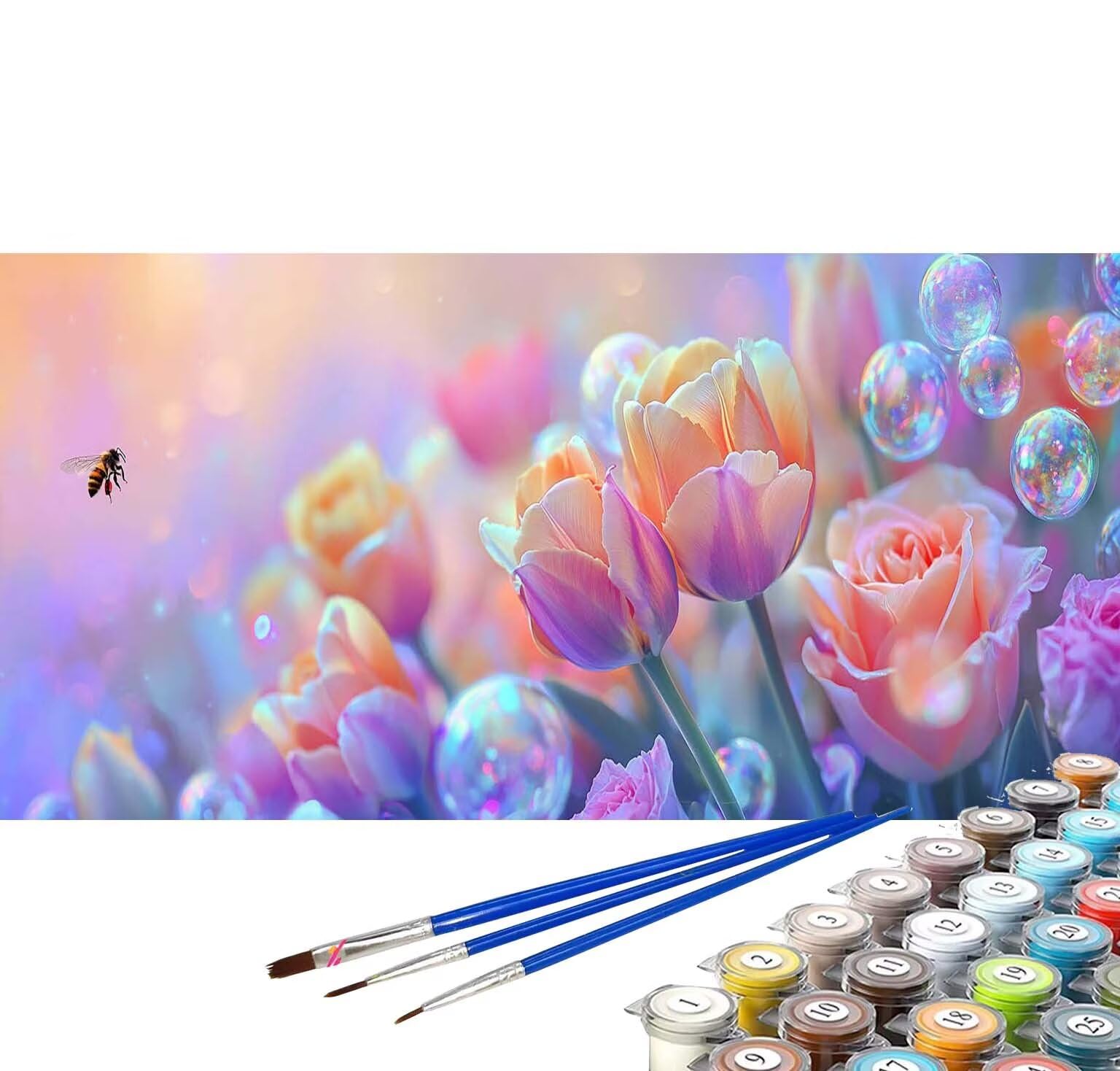 Dream Malowanie po numerach, duży 84 x 170 cm, malowanie po numerach, dla dorosłych, malowanie tulipanów na płótnie, hobby dla dorosłych, malowanie według numerów, do dekoracji wnętrz, prezenty dla